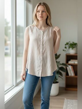 Unsubscribed light pink New silk sleeveless top blouse Small